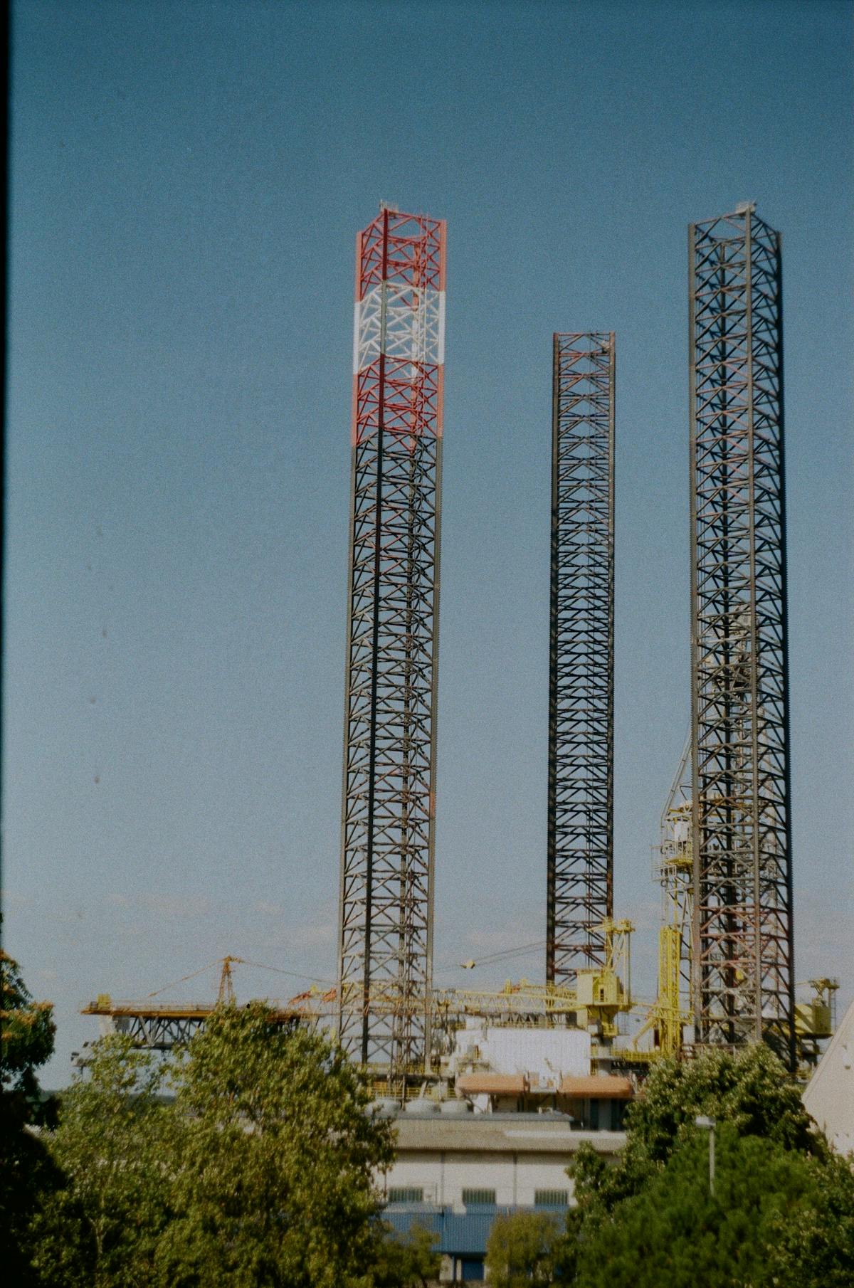 Oil rig platform structure at an industrial construction site